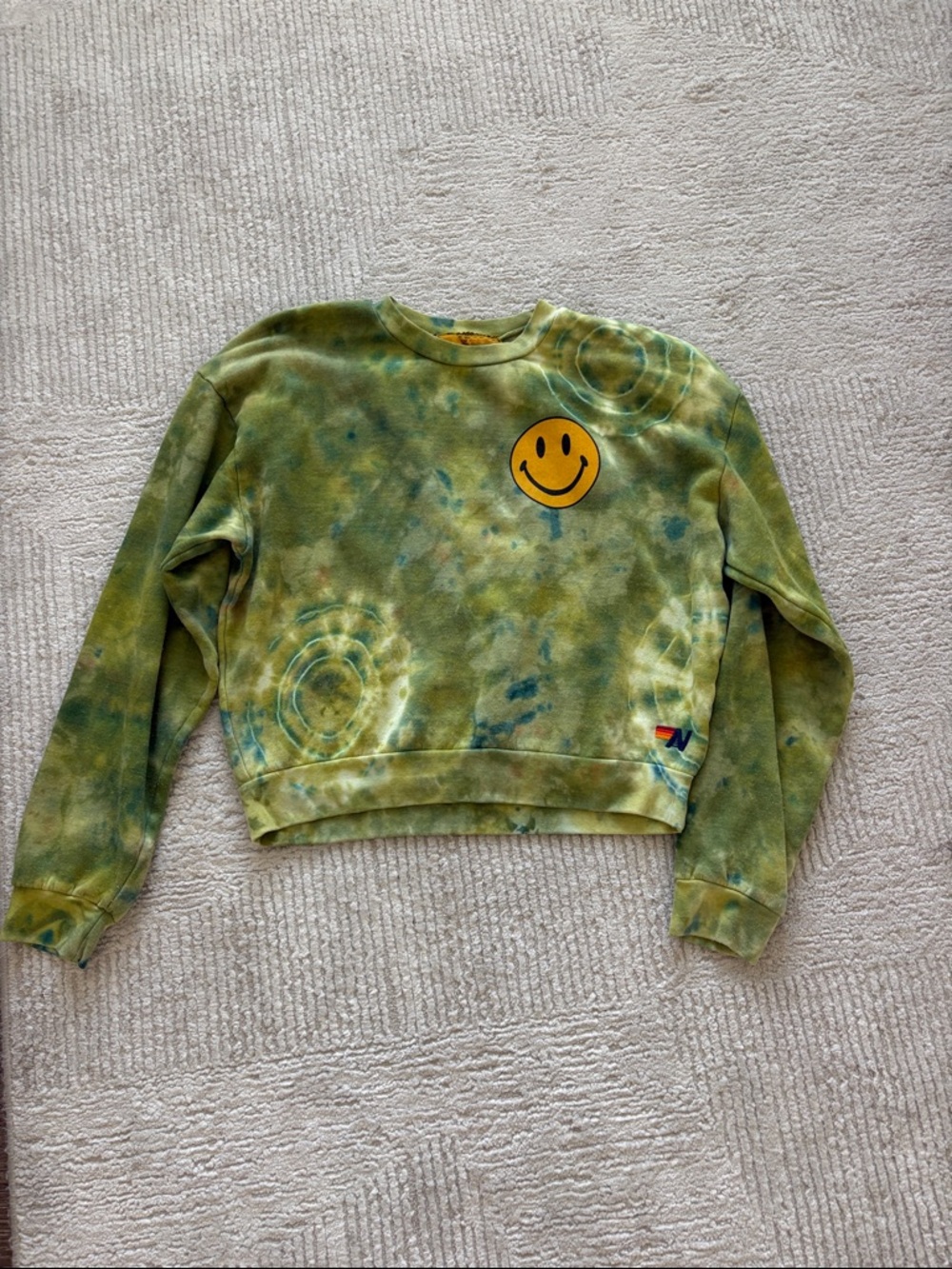 Aviator Nation Women's Hand Dyed Smiley 2 Crew Sweatshirt— size small